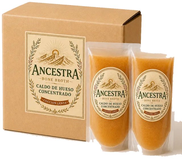 Caja de Ancestra con dos pouches, para dos tomas al día.