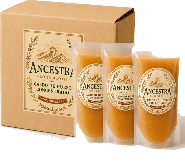 Caja de Ancestra con tres pouches, para tres tomas al día.
